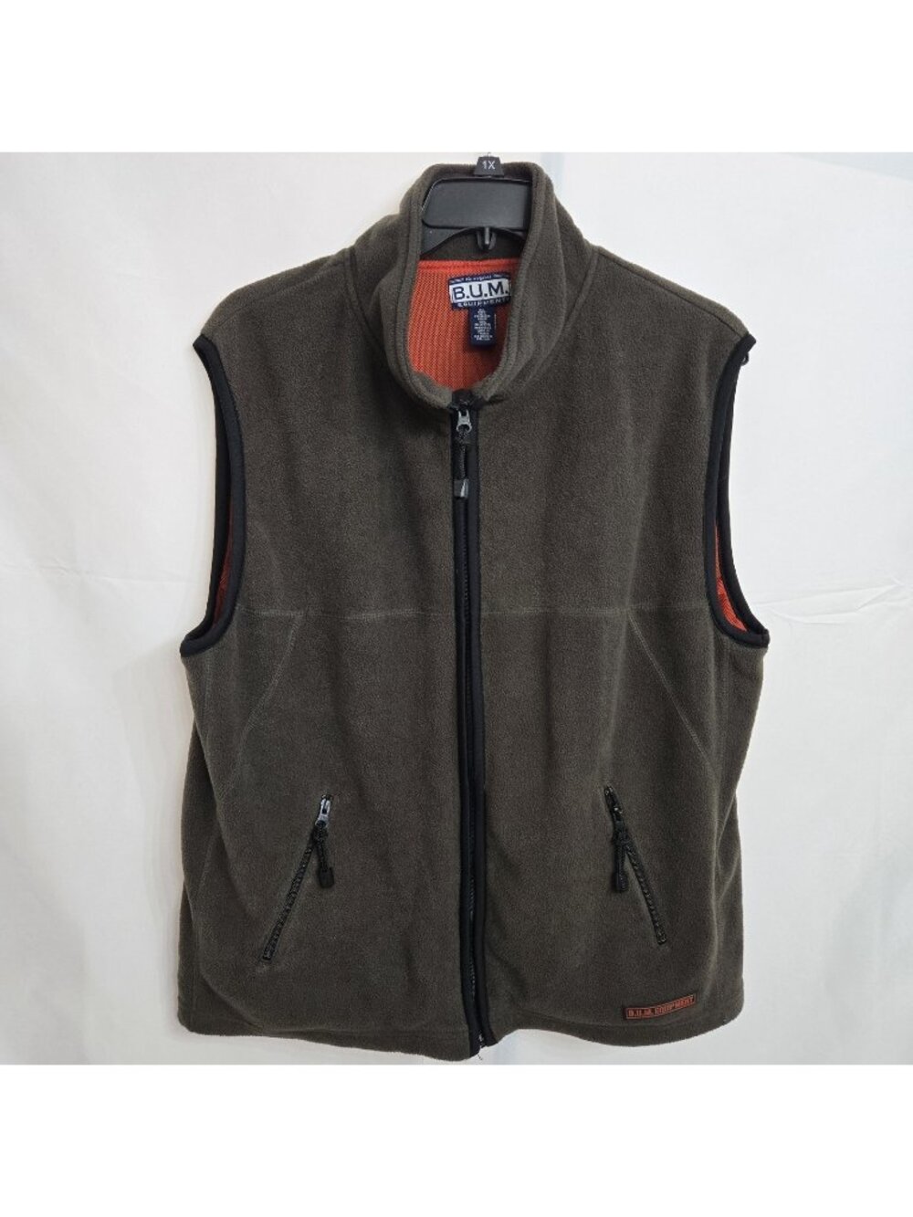 The Original BUM Equipment XL Men’s Flannel Outdoor Vest Mesh Green Zip